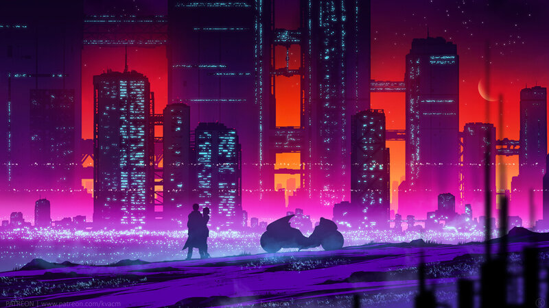 Couple Standing Together — Purple