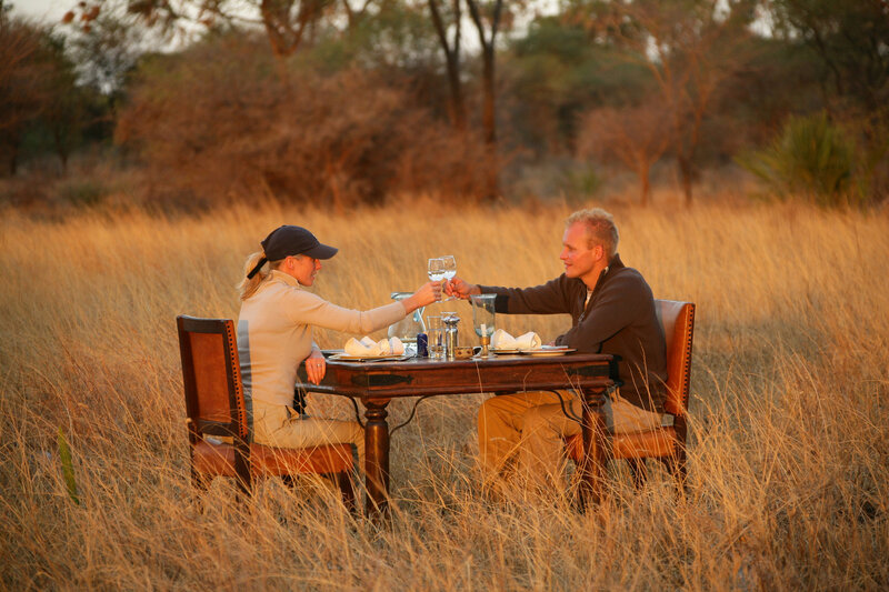 Couple Toasting at Dinner — Brown