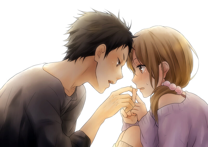 Couple Touching Foreheads — White