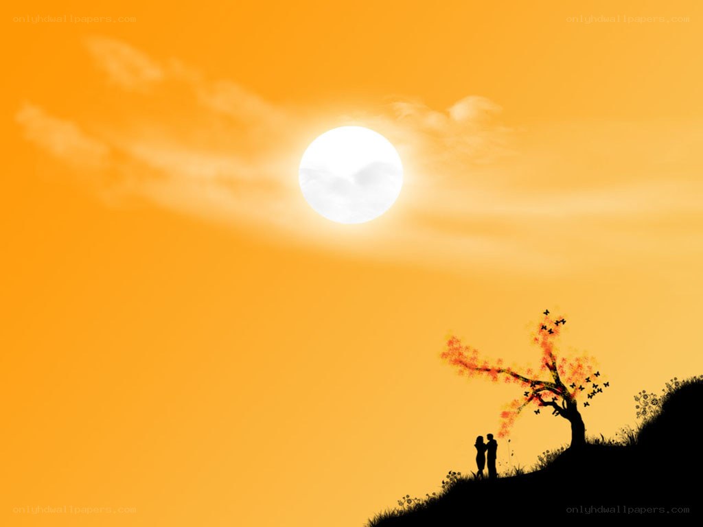Couple under a glowing sky