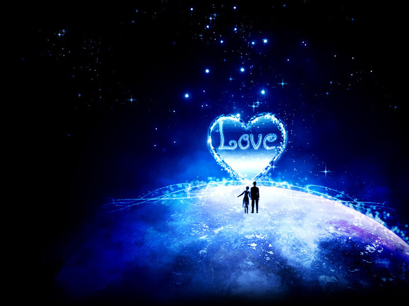 couple under a heart-shaped sky