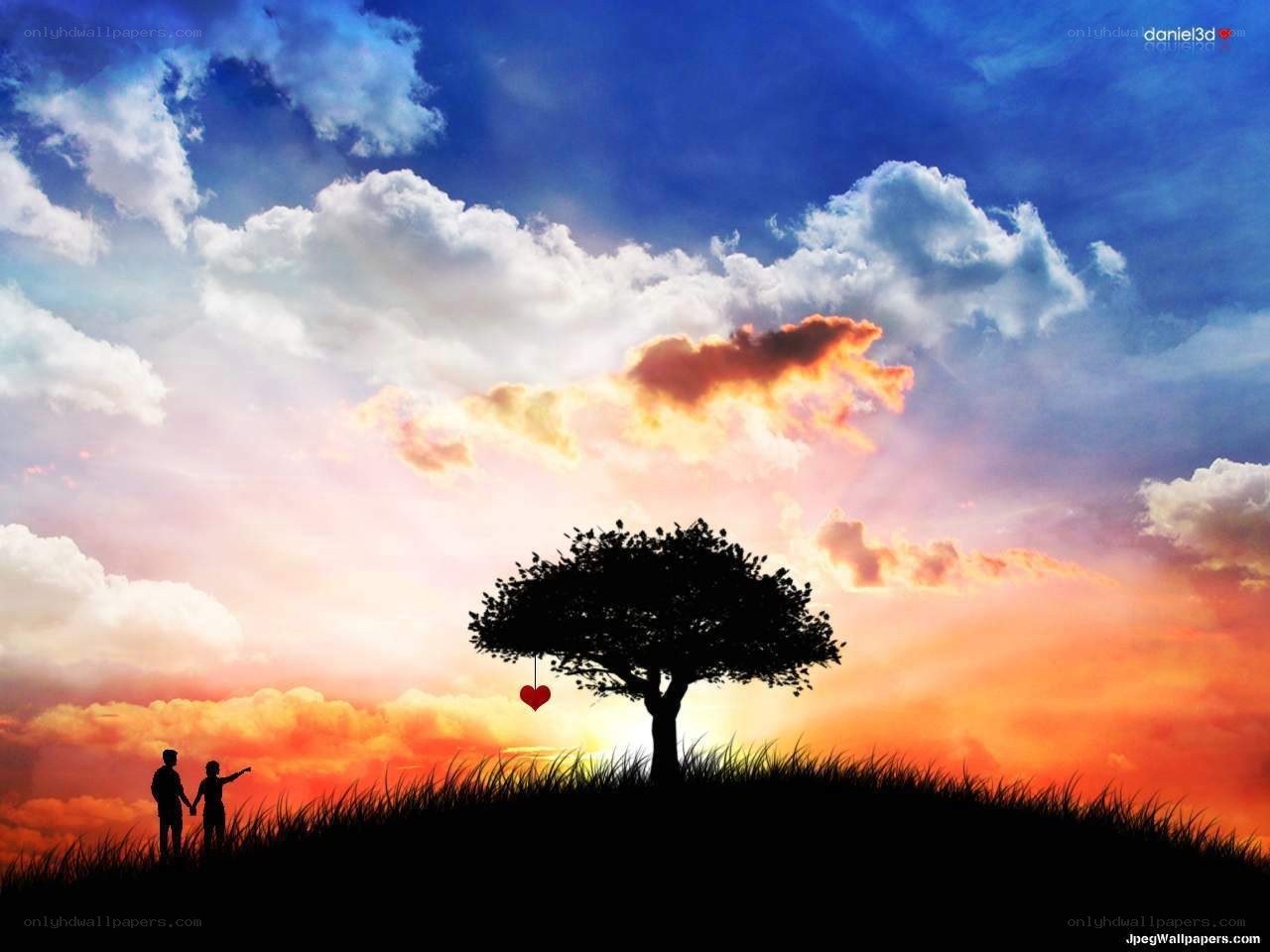 Couple under a heart tree