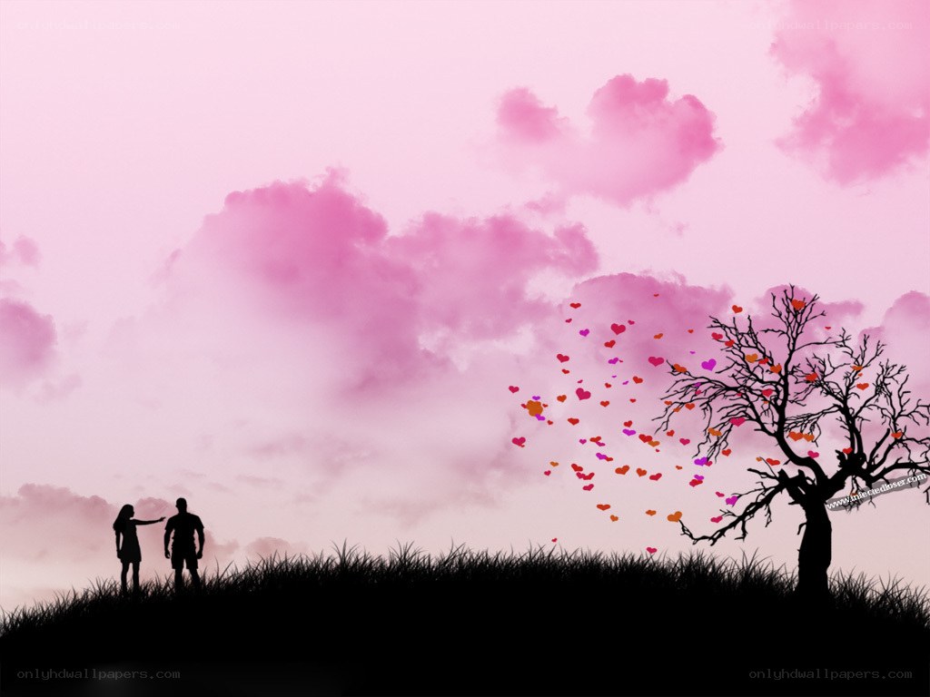 Couple under a heart tree