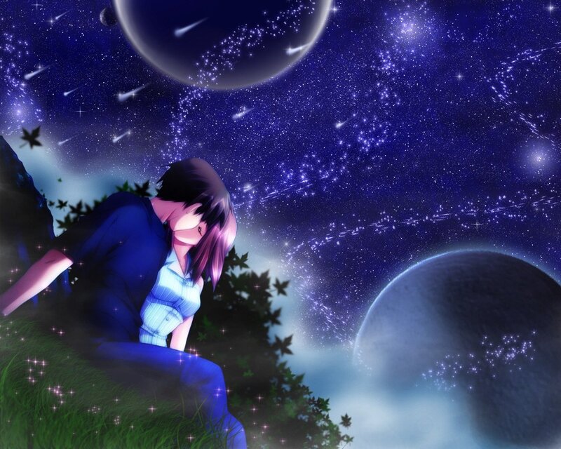Couple under a starry sky
