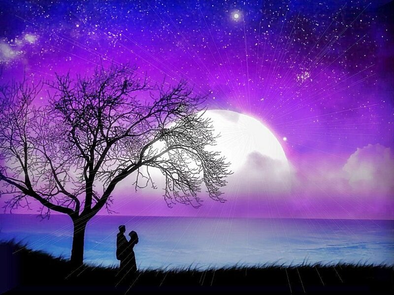 Couple under a starry sky