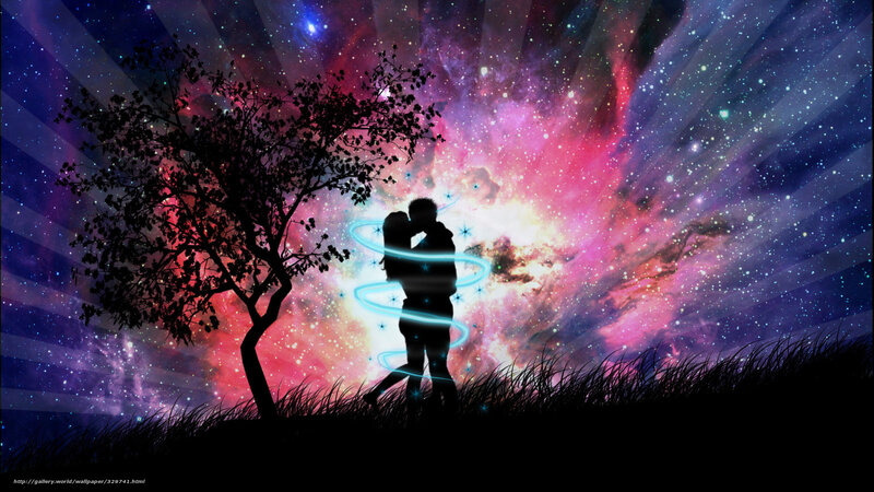 Couple under a starry sky