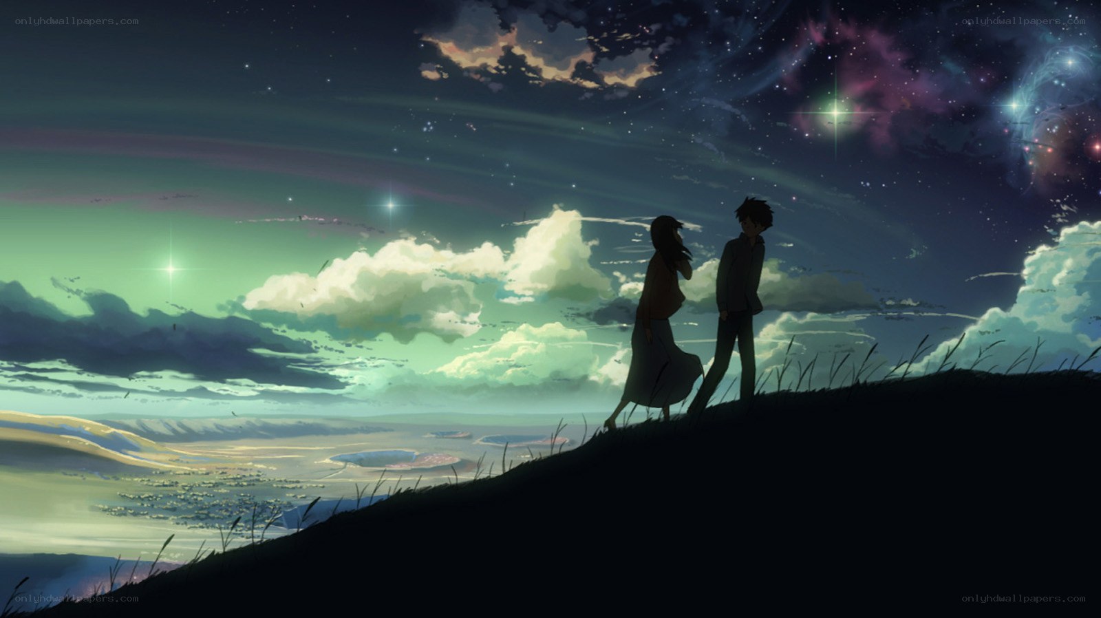 Couple under a starry sky