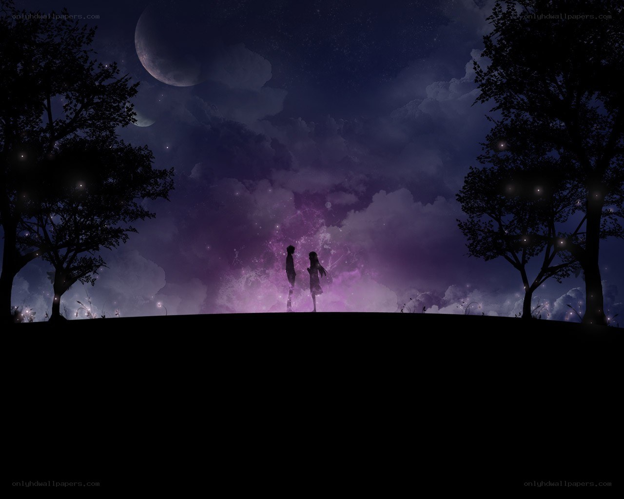 Couple under a starry sky