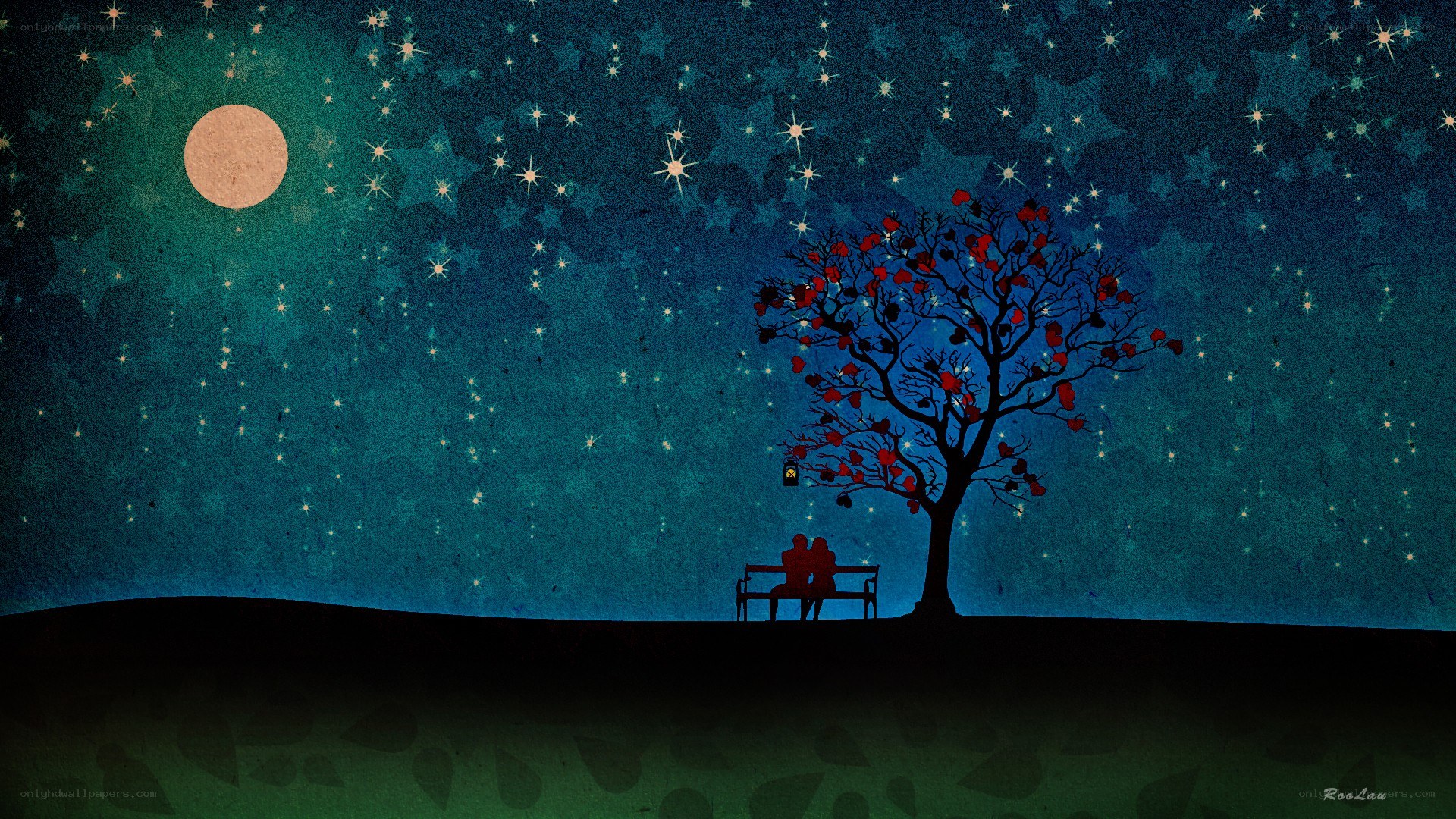 Couple under a starry sky