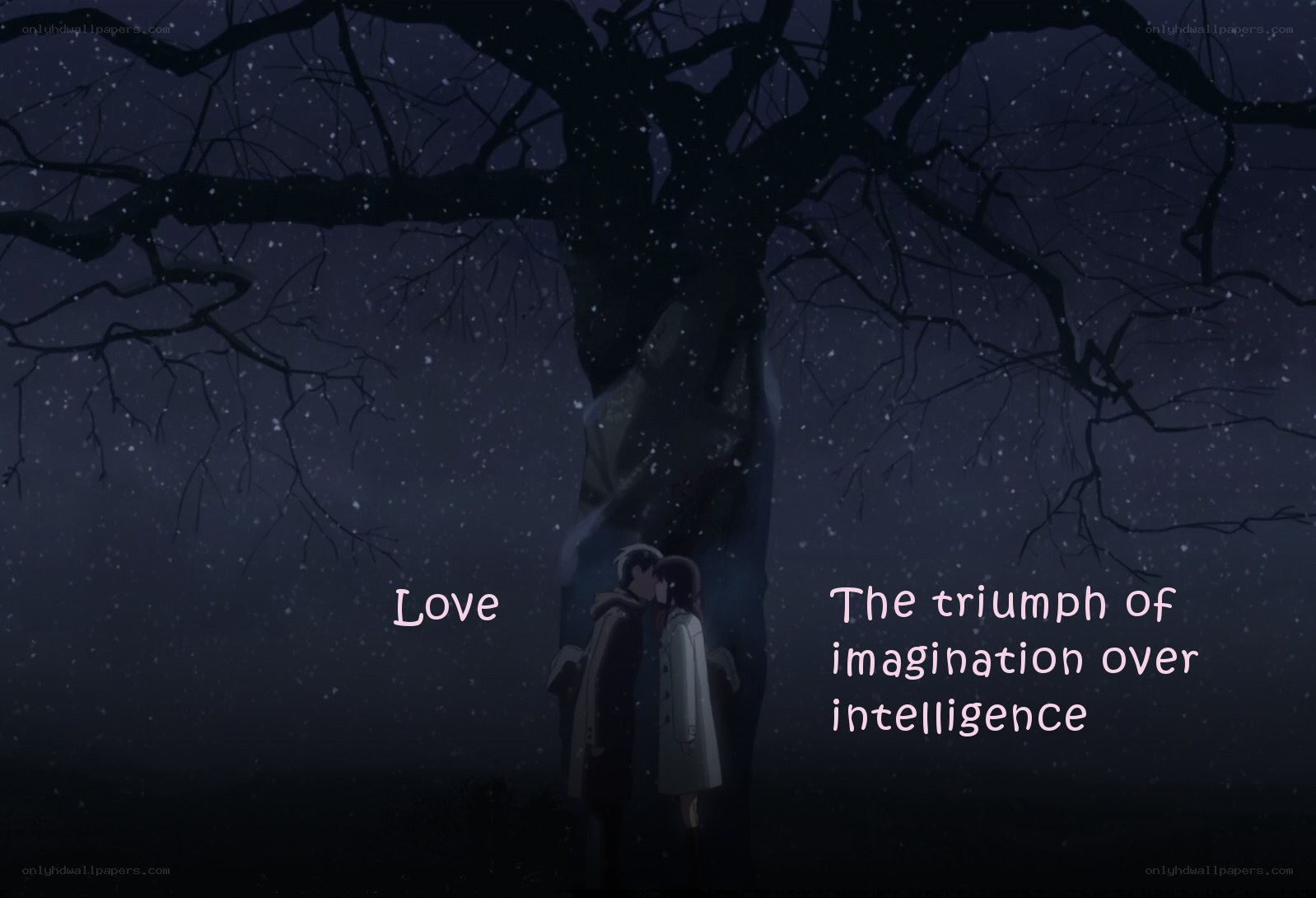 Couple under a tree at night
