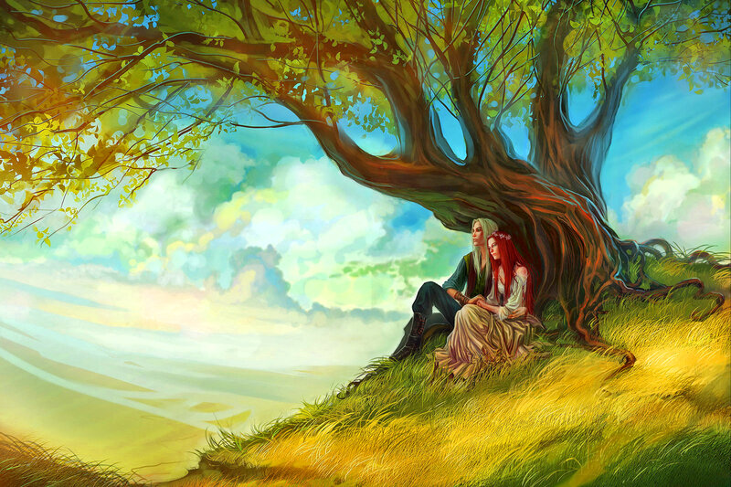 Couple under a Tree — Green, Serene, Afternoon
