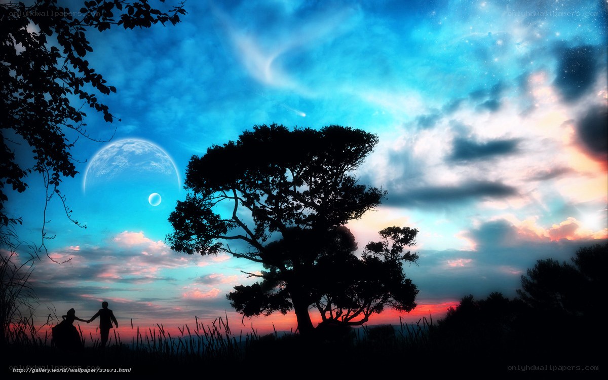 Couple under alien sky