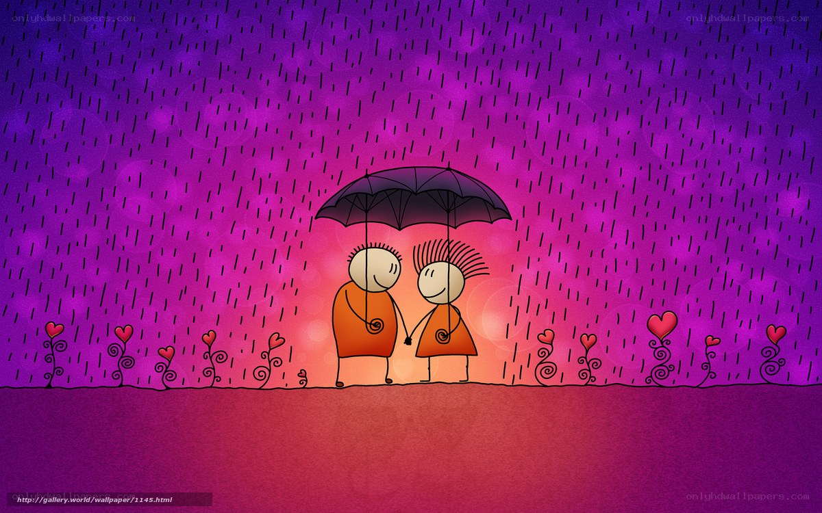 Couple under an umbrella in rain