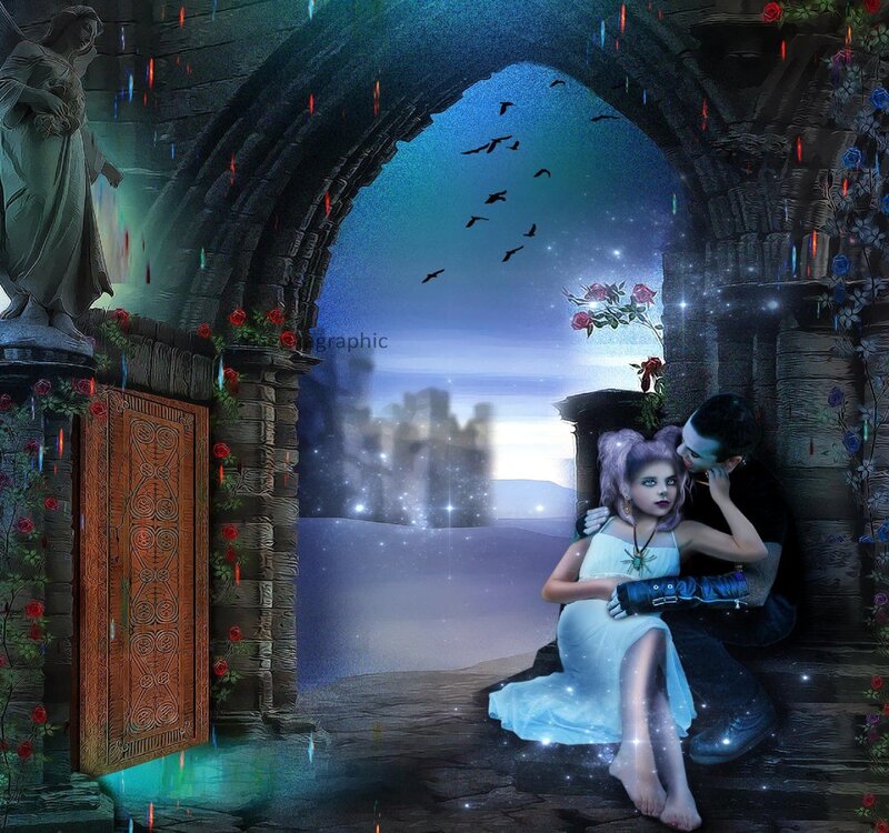 Couple under Archway — Blue