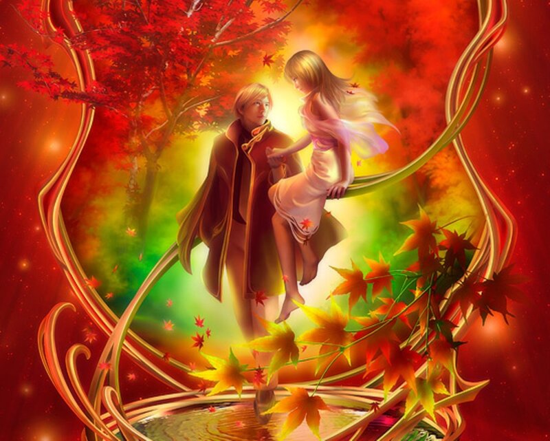 couple under autumn tree