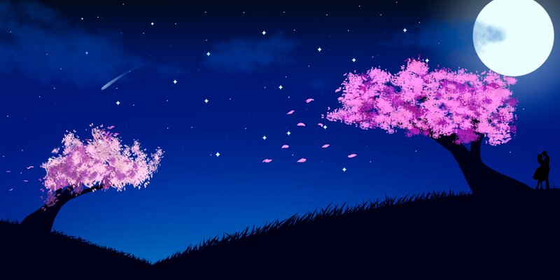 Couple under Cherry Trees