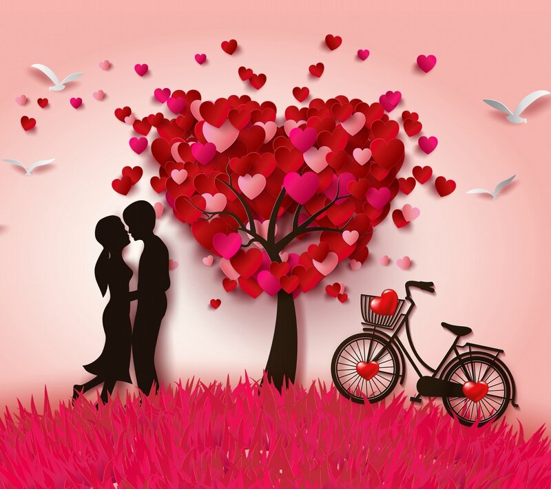 Couple under Heart Tree — Pink