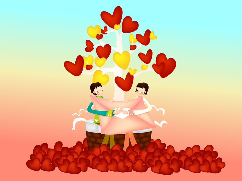 Couple under Heart Tree — Red