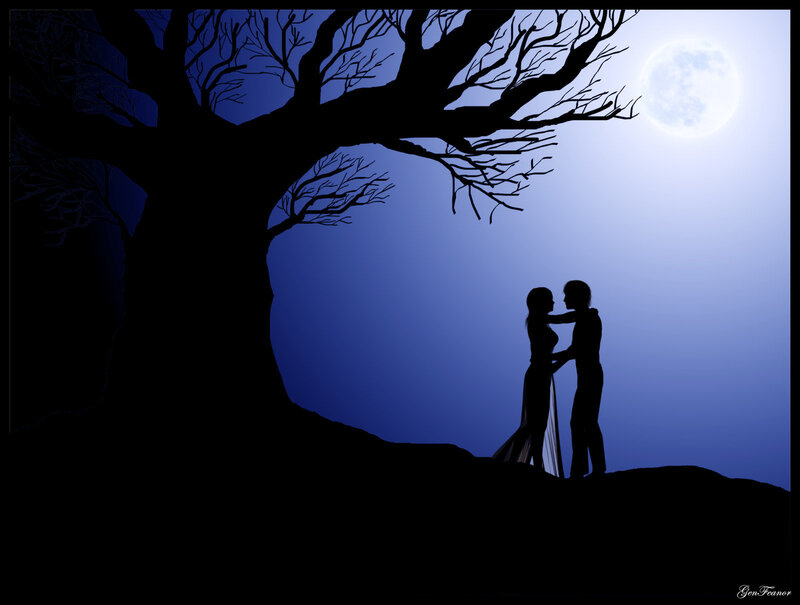 Couple under Moonlight — Blue