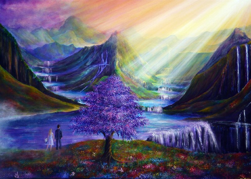 Couple under Purple Tree