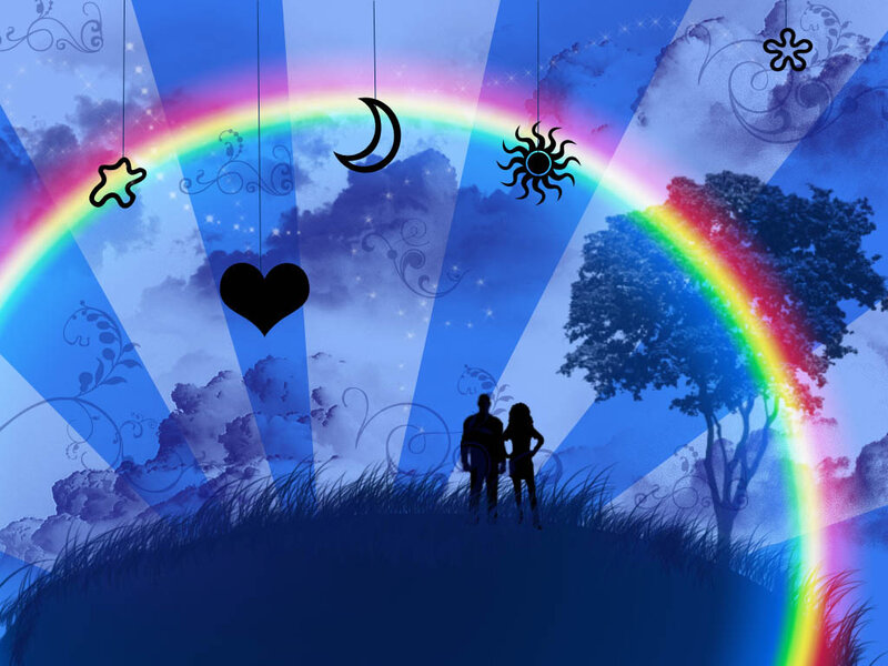 Couple under Rainbow — Blue
