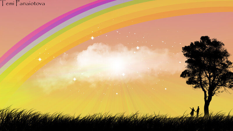 Couple under Rainbow