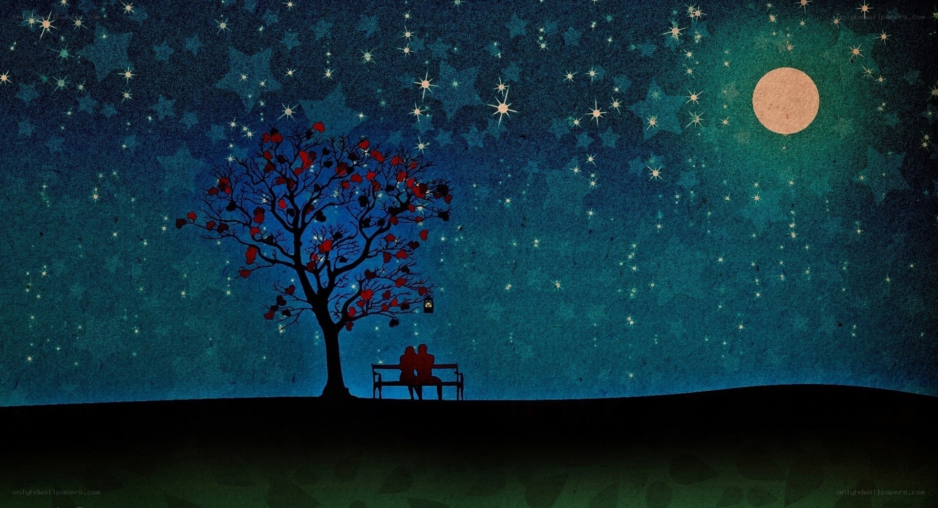 Couple under starry sky