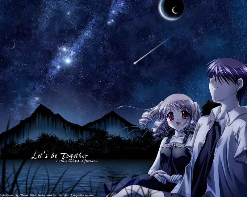 Couple under starry sky