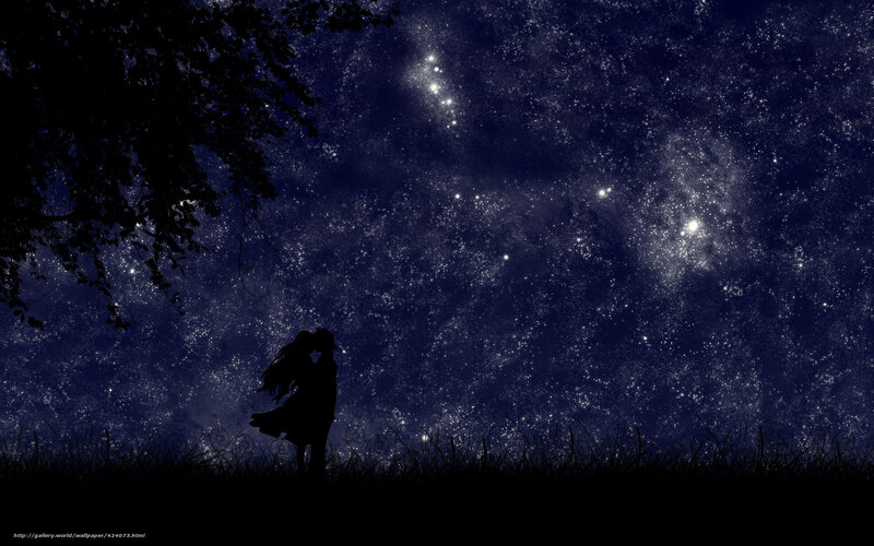 Couple under starry sky
