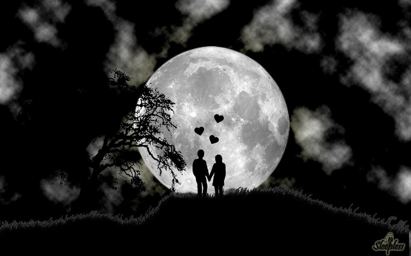 Couple under the moon