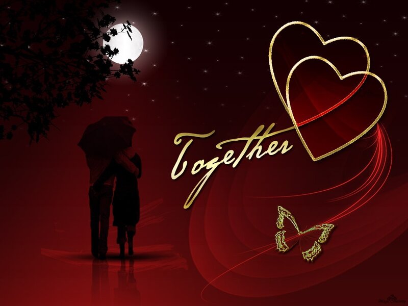 Couple under the moon together