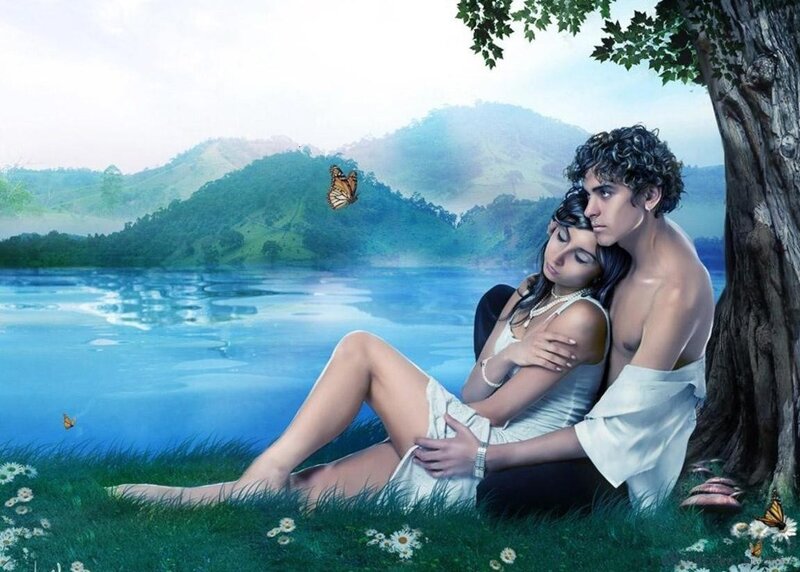 Couple under Tree — Blue