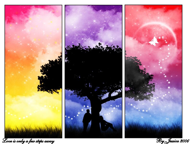 Couple under Tree — Purple, Dreamy