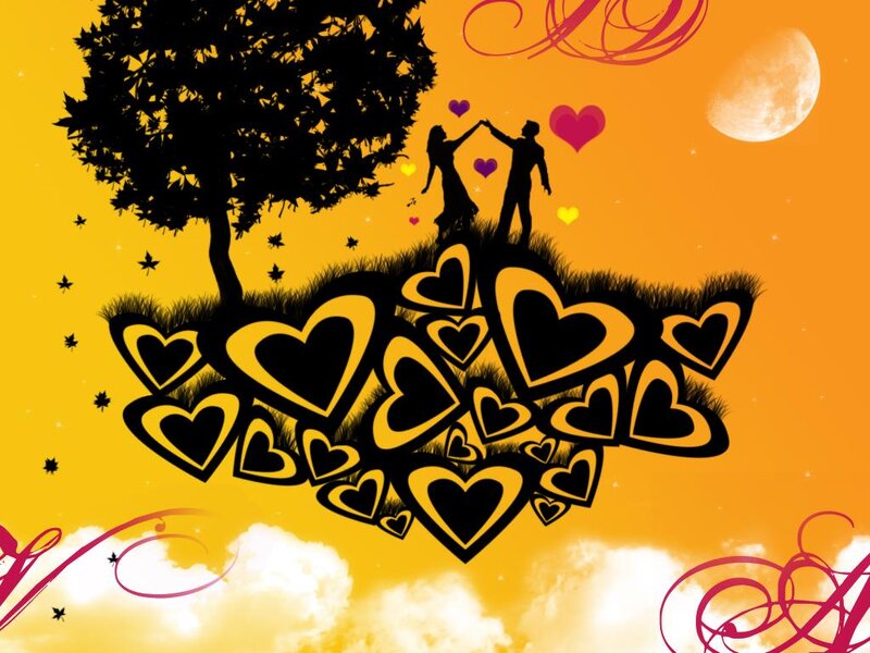 Couple under Tree — Yellow
