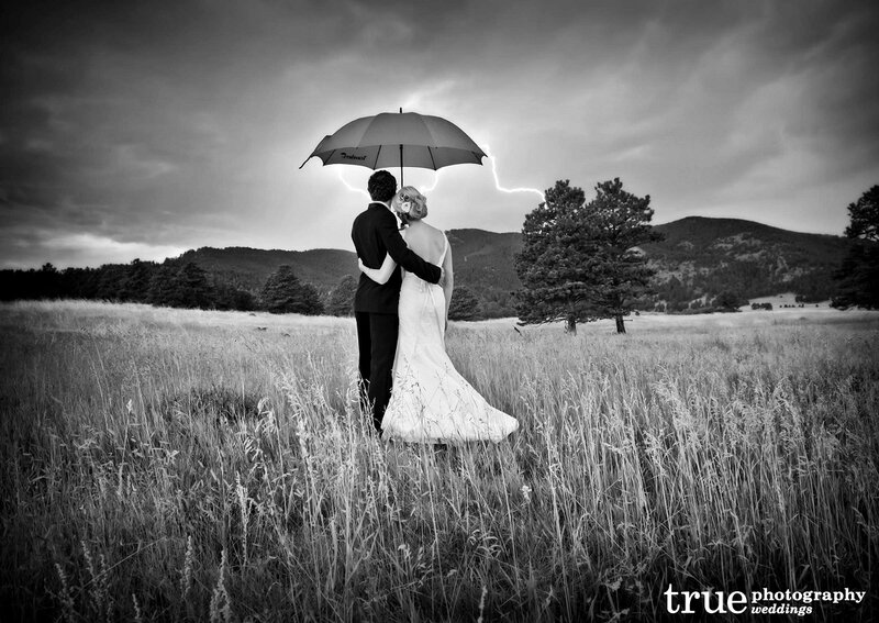 Couple under Umbrella — Black, Dramatic, Afternoon