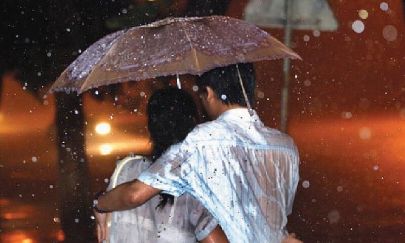 Couple under Umbrella — Brown