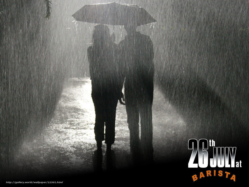 Couple under umbrella in rain