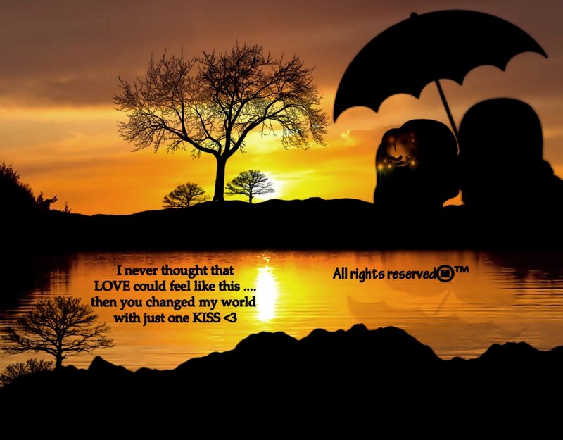 Couple under Umbrella — Orange, Romantic, Sunset