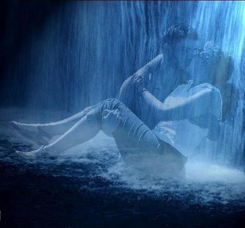 Couple under Waterfall