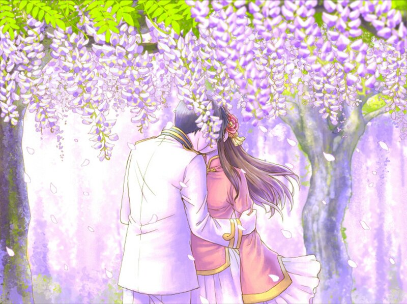 Couple under Wisteria