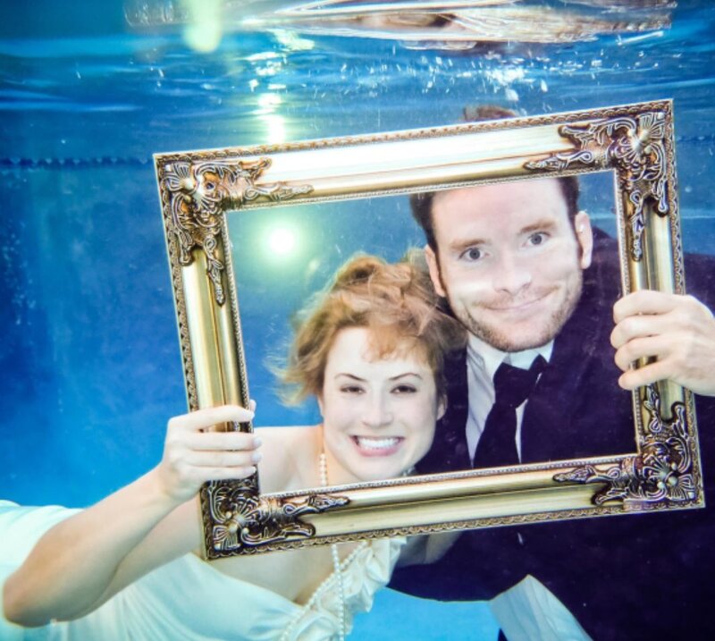 Couple Underwater — Blue, Playful