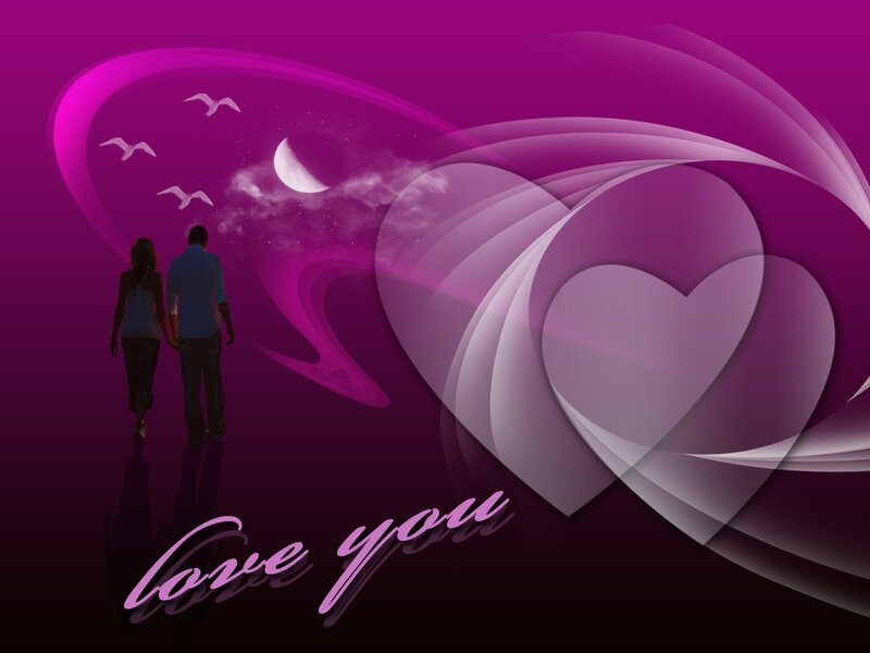 Couple Walking at Night — Purple
