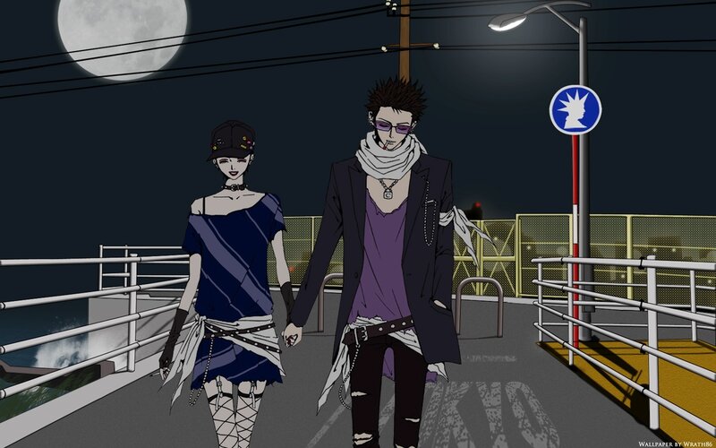 Couple walking at night