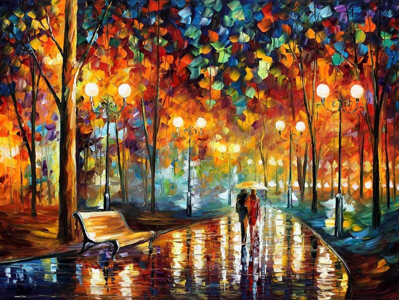 Couple walking in autumn park