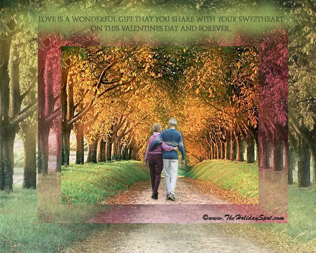 Couple walking in autumn