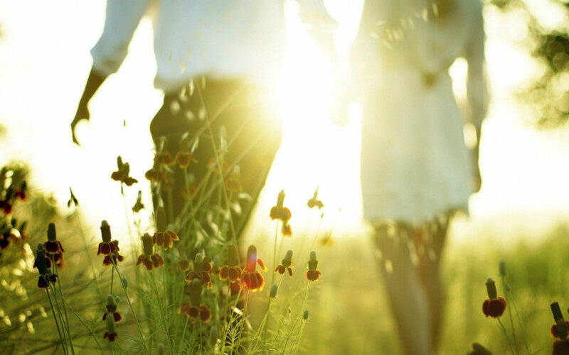 Couple Walking in Field — Green, Serene