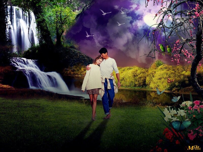 Couple Walking in Garden — Green
