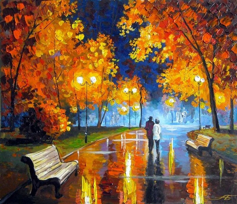 Couple Walking in Park — Orange, Serene