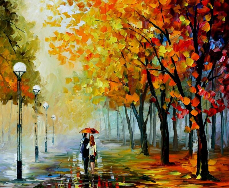 Couple Walking in Park — Orange