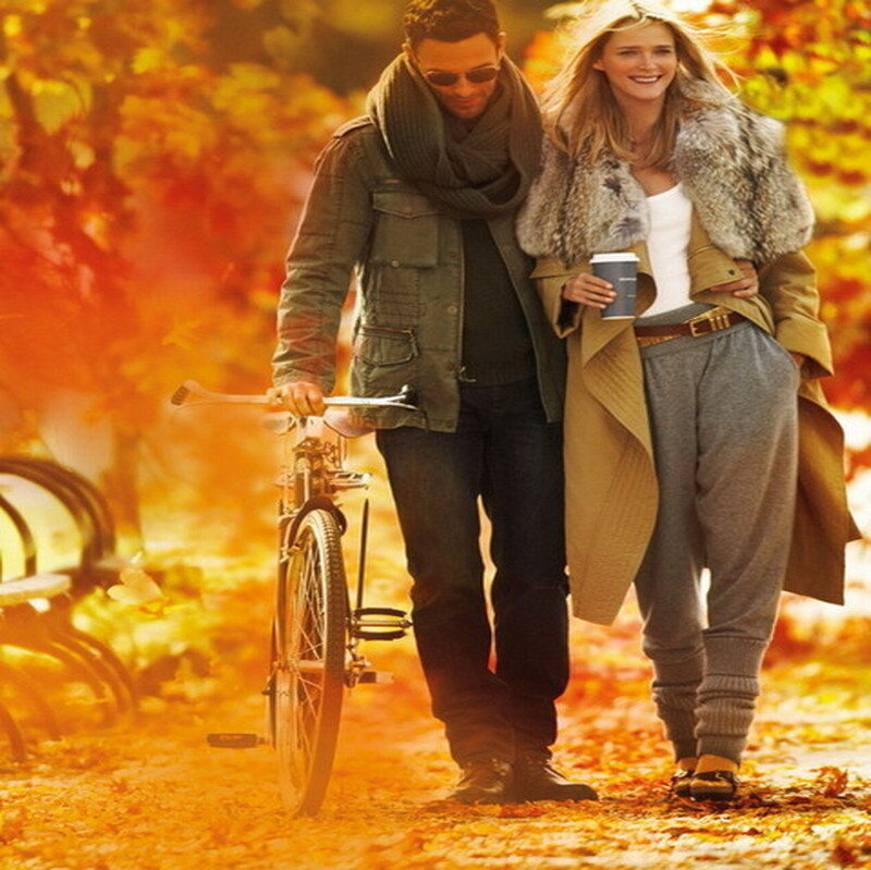 Couple Walking in Park — Orange, Warm